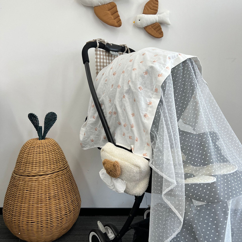 Kinderwagen Abdeckung mit Musselintuch & Moskitonetz für Babys