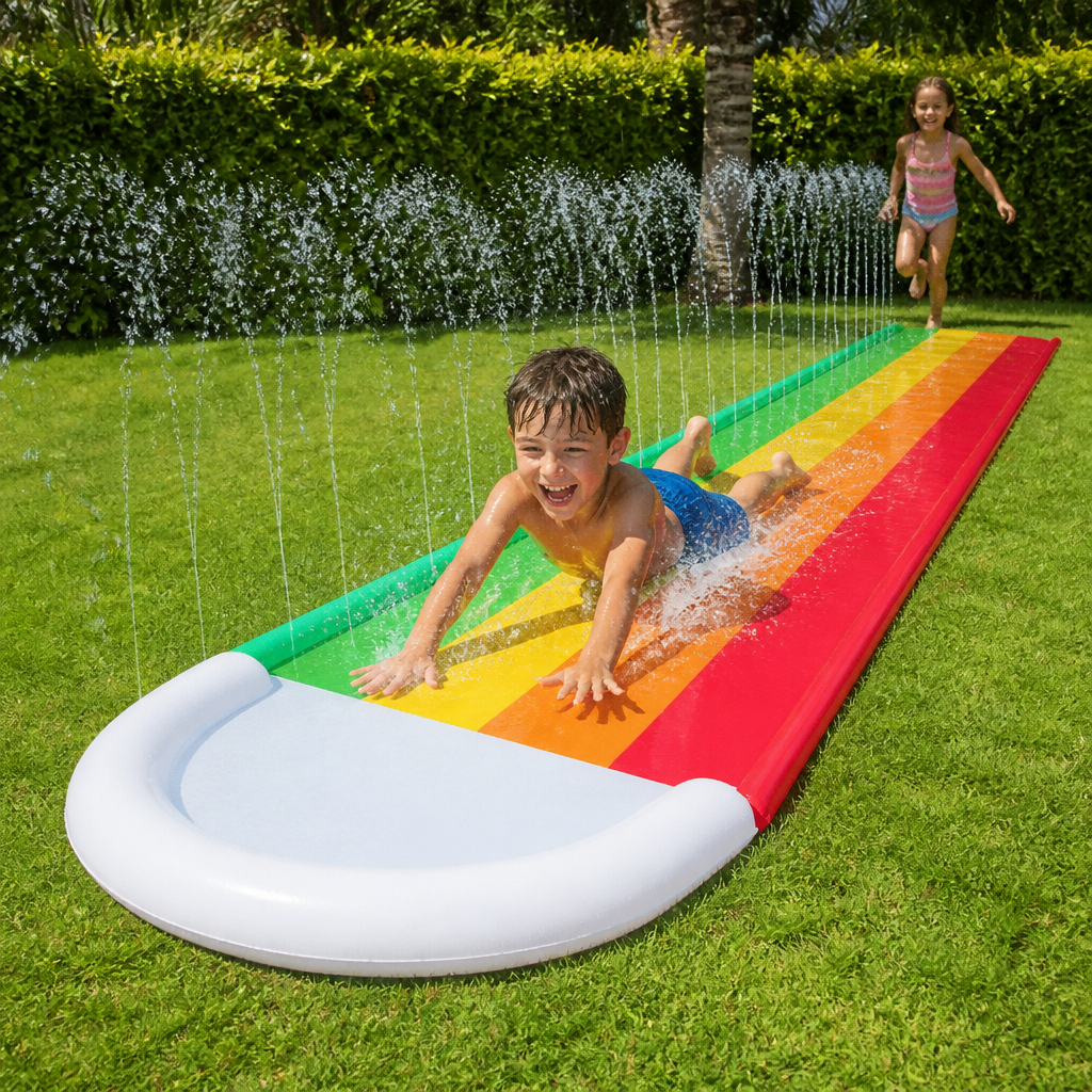 Regenbogen Wasserrutsche – Aufblasbare Outdoor Rutsche für Kinder & Familie