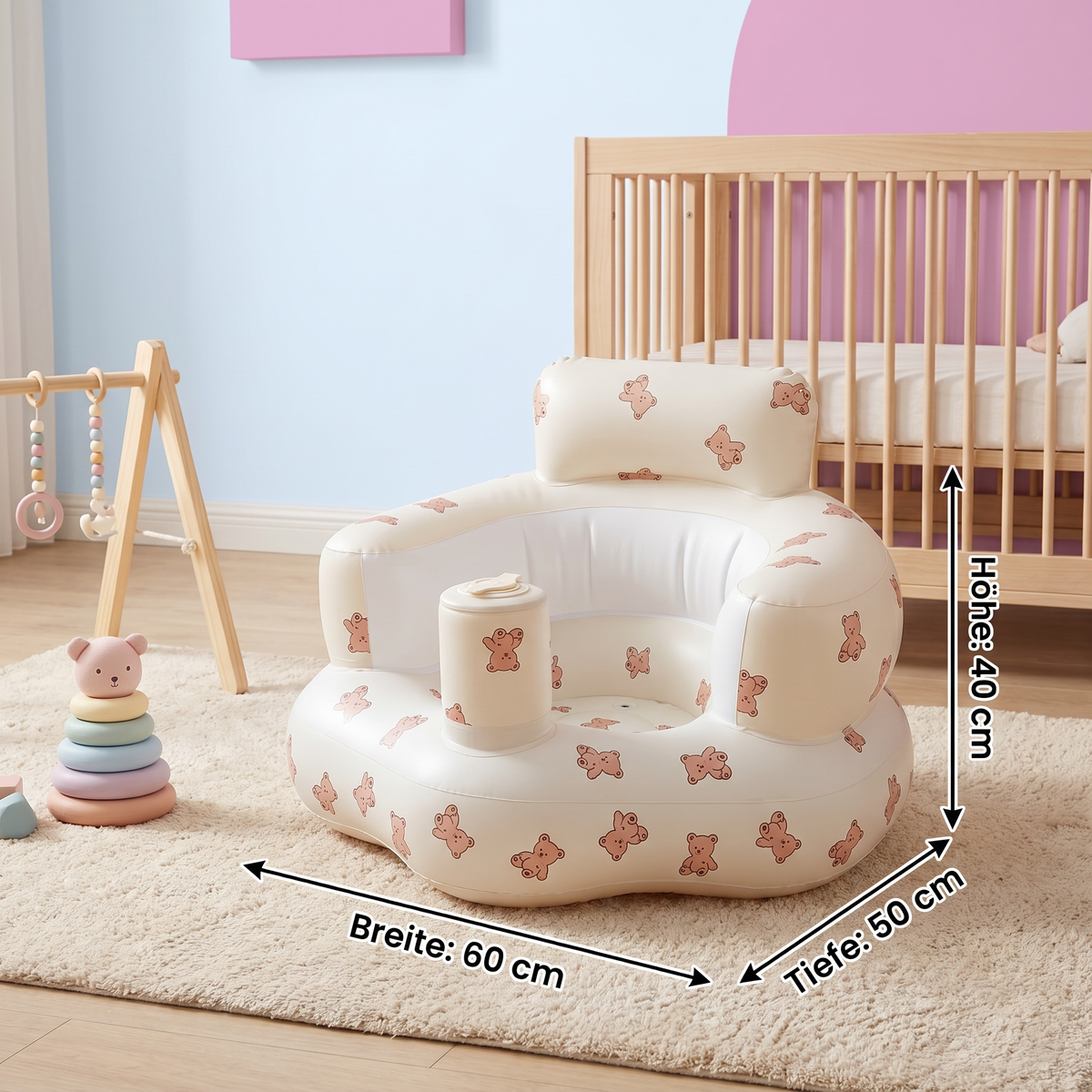 Aufblasbarer Baby Sitz mit Bären Muster zum Sitzen und Baden