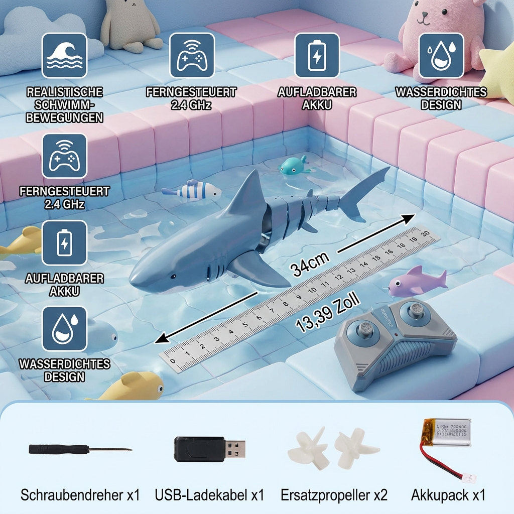 Ferngesteuerter Wasserhai – RC Schwimmroboter für Kinder
