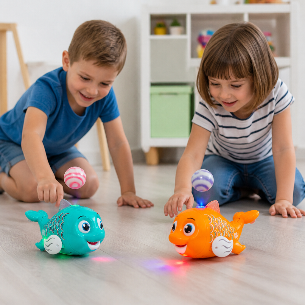 Interaktives schwebendes Fischspielzeug mit Ball, Licht & Musik