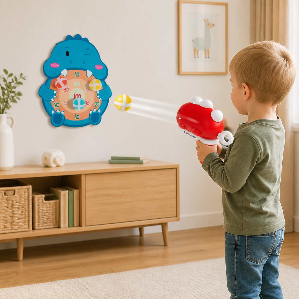 Dinosaurier-Klettball-Werfer – Zielschießspiel für Kinder