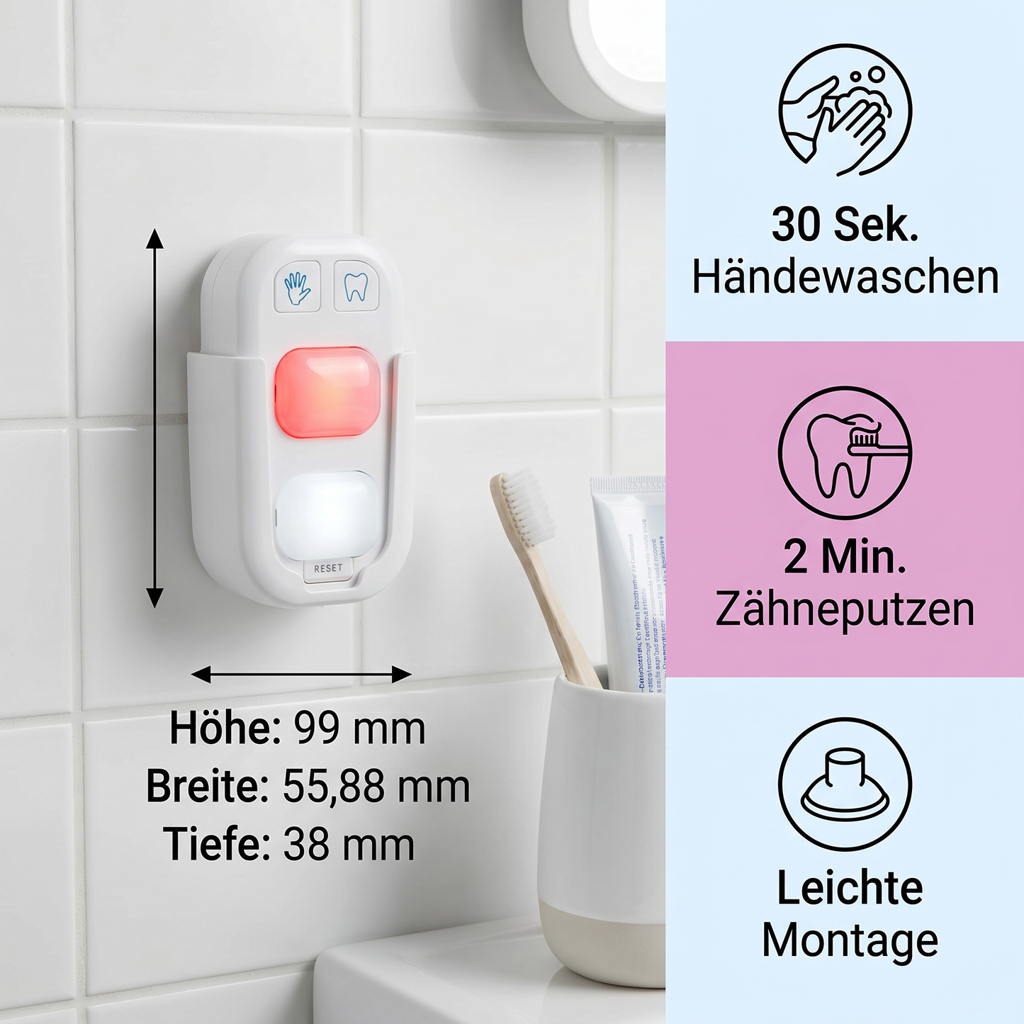 Mini LED Timer für Kinder – Spielerische Unterstützung beim Händewaschen & Zähneputzen