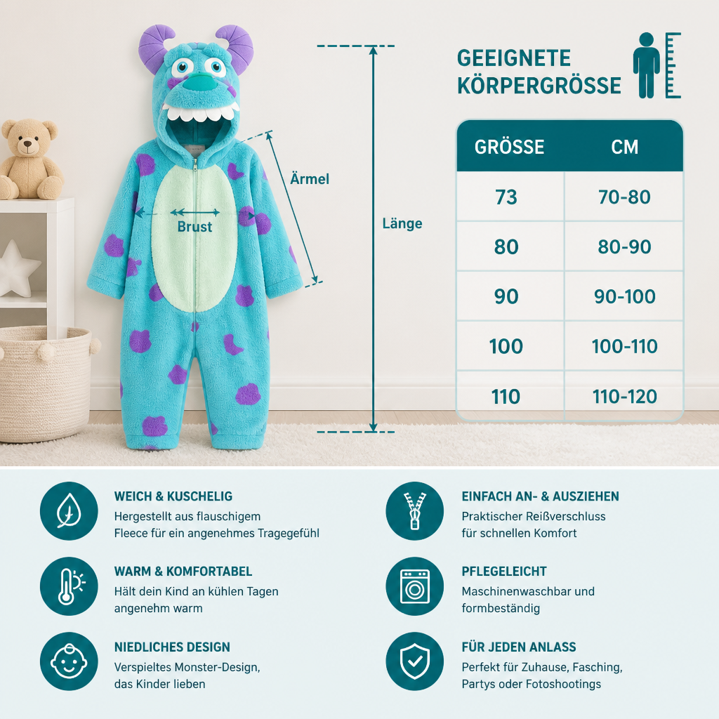 Kuscheliges flauschiges Kostüm für Babys & Kleinkinder