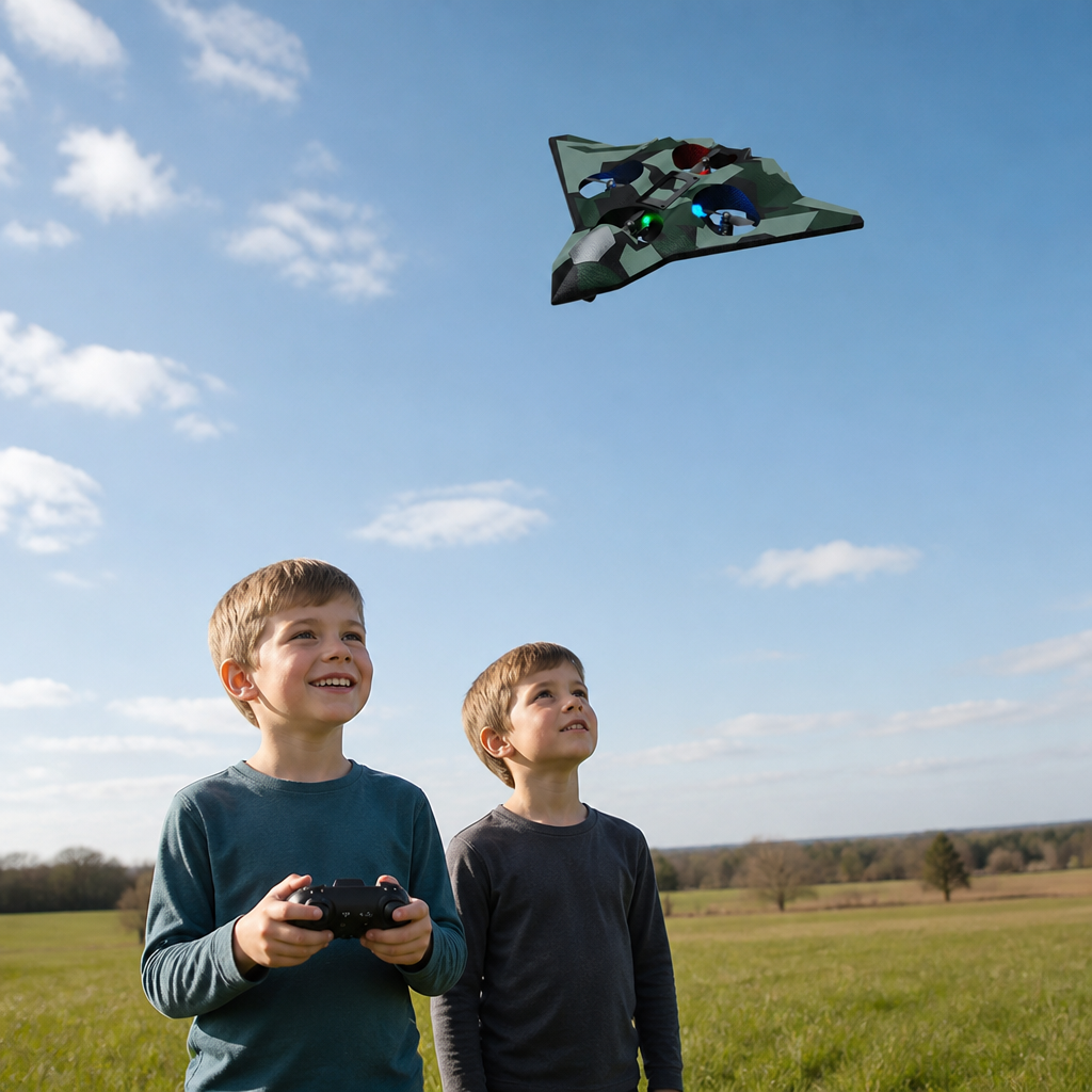 Robustes RC-Kampfflugzeug aus Schaumstoff mit Höhenhaltefunktion & 360°-Stuntrollen