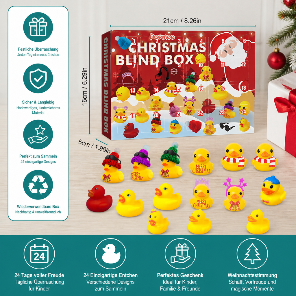 Weihnachts-Adventskalender mit Gummienten
