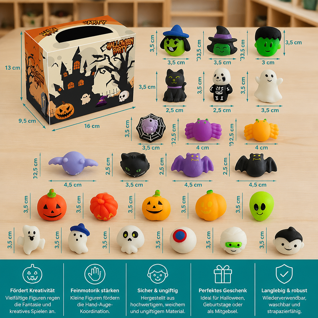 Waschbares & wiederverwendbares Halloween-Squishy-Spielzeugset für Partys & Trick-or-Treat