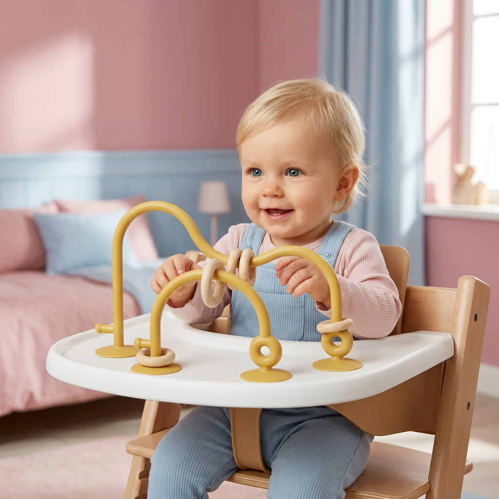 Silikon Motorik-Spielzeug für Babys – Saugnapf Lernspiel für Tisch & Hochstuhl