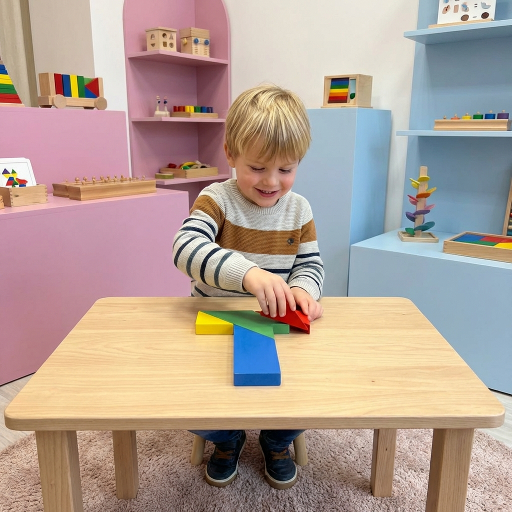 Holz-Tangram Puzzle – Montessori Geometrie- & Lernspiel für Kinder