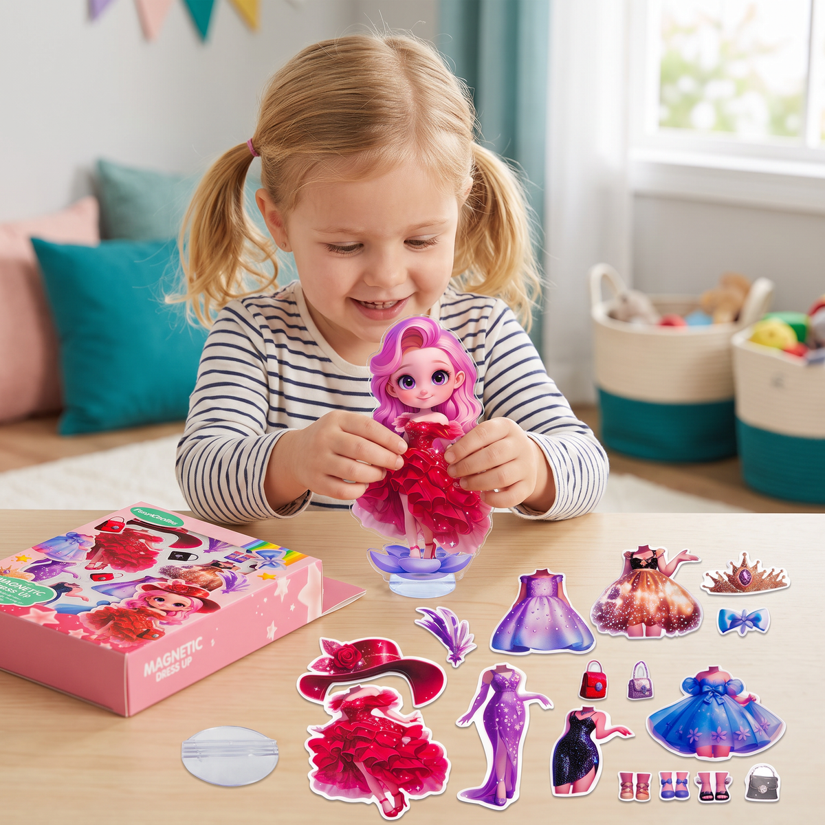 Magnetisches Ankleidepuppen-Set mit austauschbaren Outfits