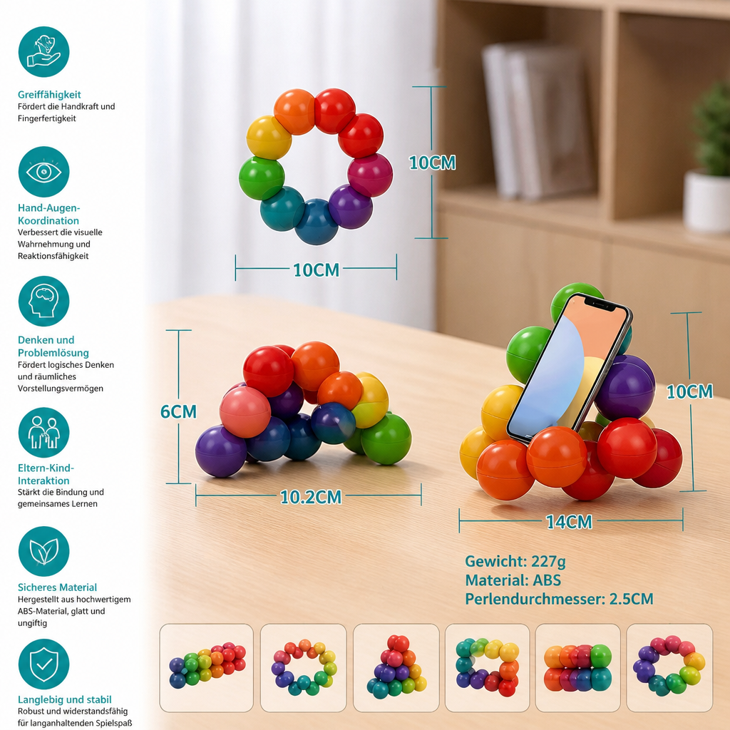 Buntes 3D-Ball-Bauset – Kreatives Konstruktions- & Feinmotorik-Lernspielzeug für Kinder