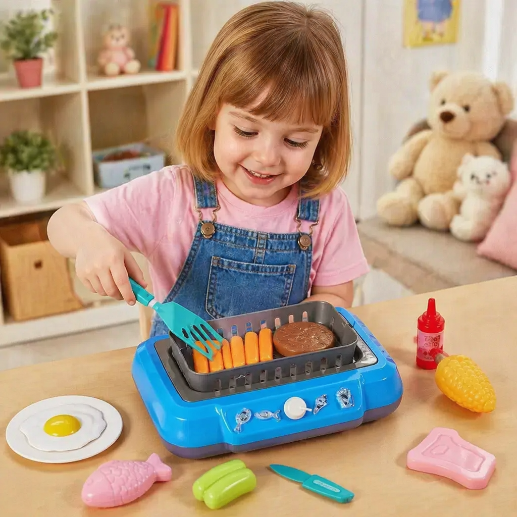 Kinder BBQ Kochset mit Spielzeugessen & Zubehör