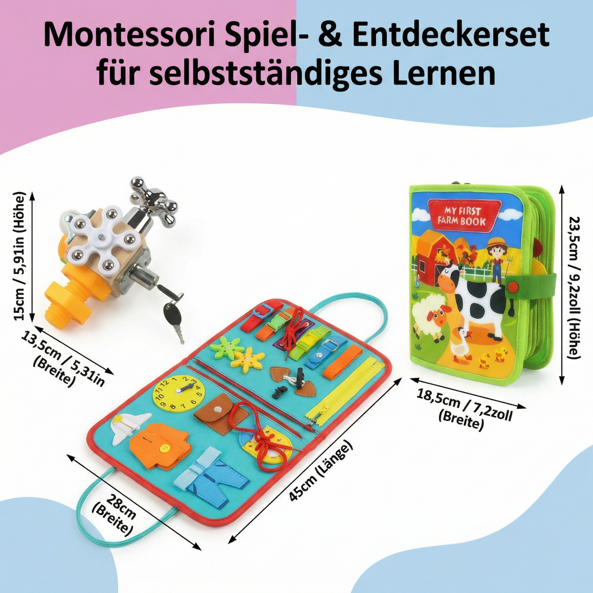 3-Teiliges Montessori Spiel- & Entdeckerset für selbstständiges Lernen