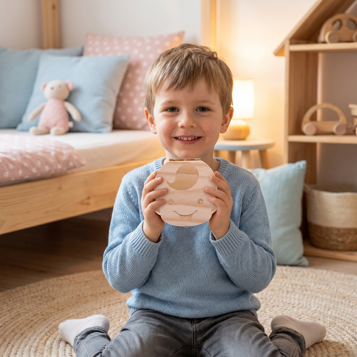 Holz Zahnbox für Kinder – Milchzahn Aufbewahrung & Erinnerungsbox