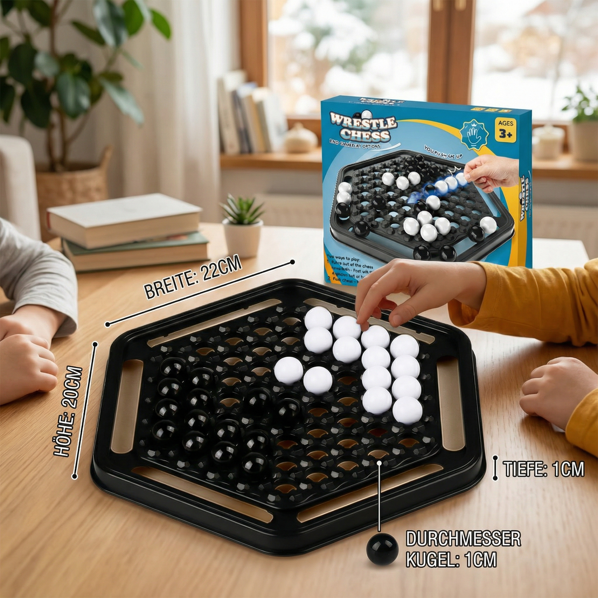 Push-Chess Familien Strategiespiel – Interaktives Logik- & Denkspiel für Kinder
