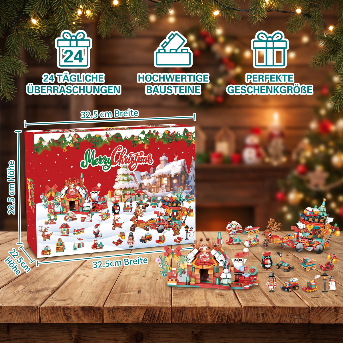 Weihnachtsdorf-Baustein-Adventskalender für Kinder