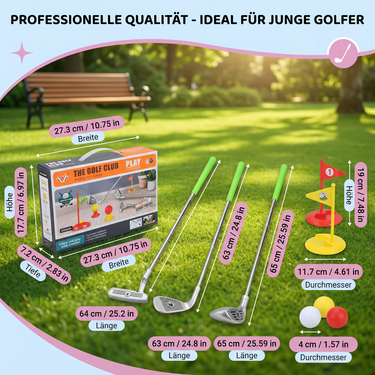 Kinder Golfspiel-Set mit Größenanpassbaren Schlägern - Perfekt für den Garten
