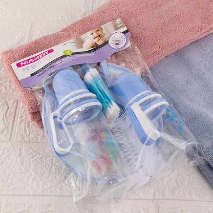 Baby Pflege Set mit Flaschen, Lätzchen & Reinigungsbürste