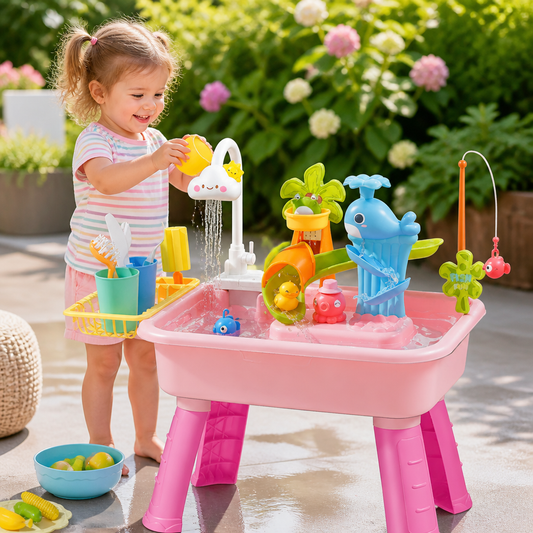 Sommer Wasser-Spieltisch mit automatischem Wasserfluss – Interaktives Spielset für Kinder