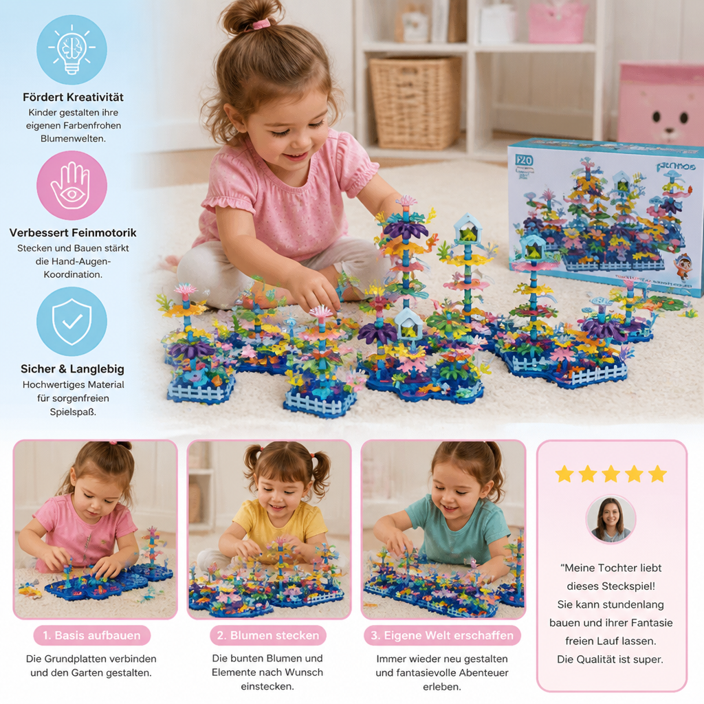 Kinder Blumengarten Steckspiel – Kreatives Bauset
