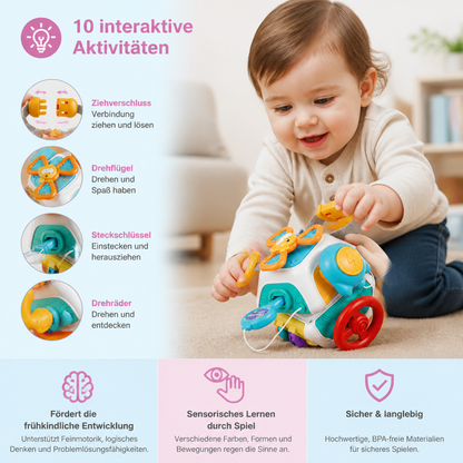 Baby Aktivitätswürfel mit 10 Aktivitäten Montessori Sensorik Lernspielzeug