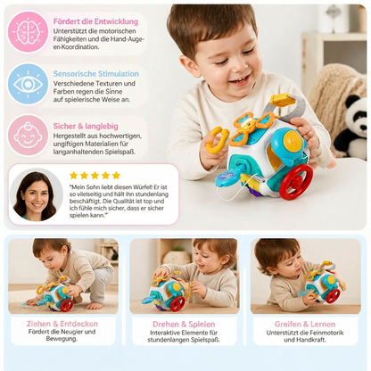 Baby Aktivitätswürfel mit 10 Aktivitäten Montessori Sensorik Lernspielzeug