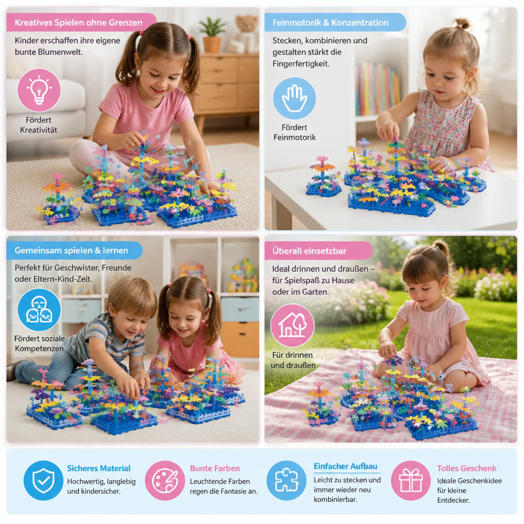 Kinder Blumengarten Steckspiel – Kreatives Bauset
