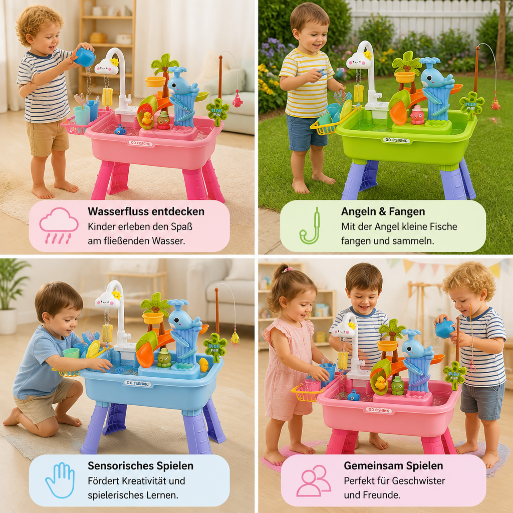 Sommer Wasser-Spieltisch mit automatischem Wasserfluss – Interaktives Spielset für Kinder