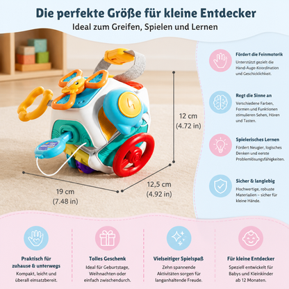 Baby Aktivitätswürfel mit 10 Aktivitäten Montessori Sensorik Lernspielzeug