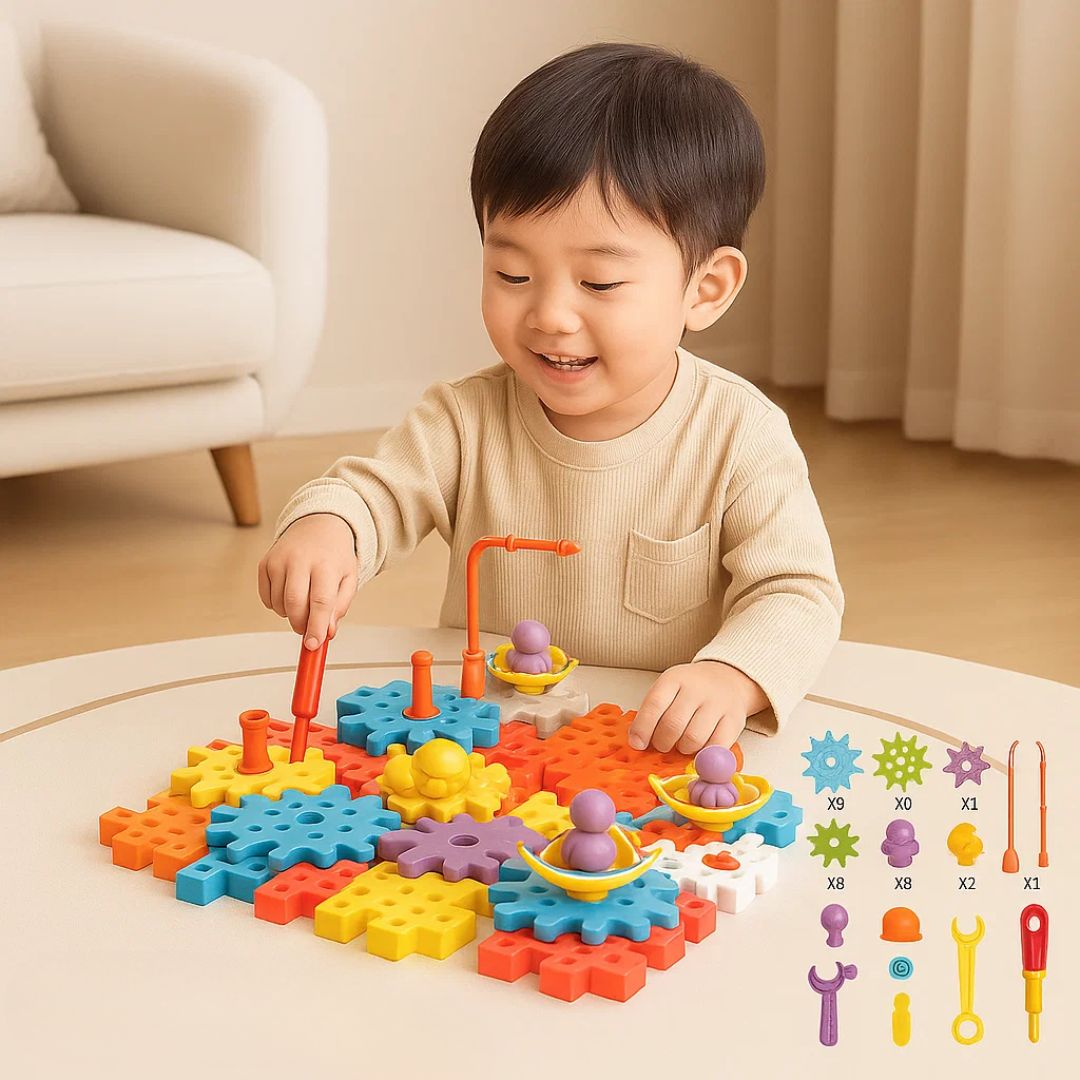 Montessori 3D Zahnrad und Puzzle Spielsteine