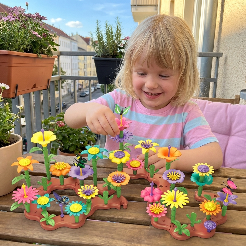 Blumen-Garten Steckspiel für Kinder – Kreatives Pflanz & Lernspielzeug für kleine Gärtnerinnen und Gärtner