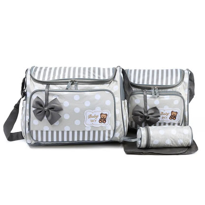 Baby Wickeltasche Blau mit Wickelunterlage und Flaschenhalter