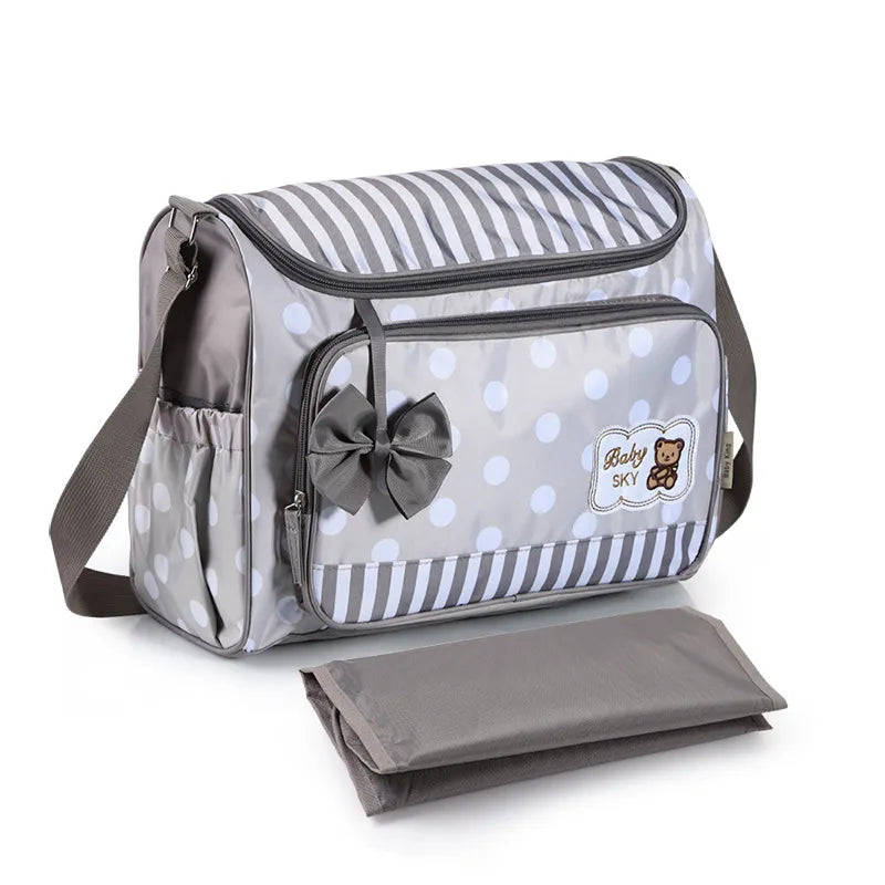 Baby Wickeltasche Blau mit Wickelunterlage und Flaschenhalter