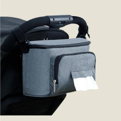 Multifunktionale Kinderwagen-Tasche mit Isolierfach und Feuchttuchspender