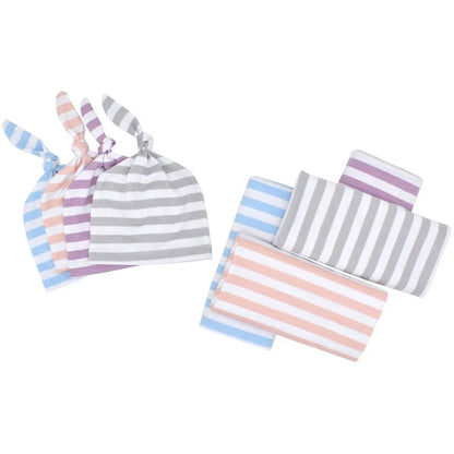 Baby Wickeltuch Set mit Mütze – Weiches Neugeborenen Pucktuch