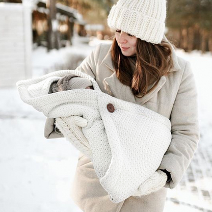 Baby Strick Einschlagdecke – Warme Winterdecke mit Kapuze für Neugeborene