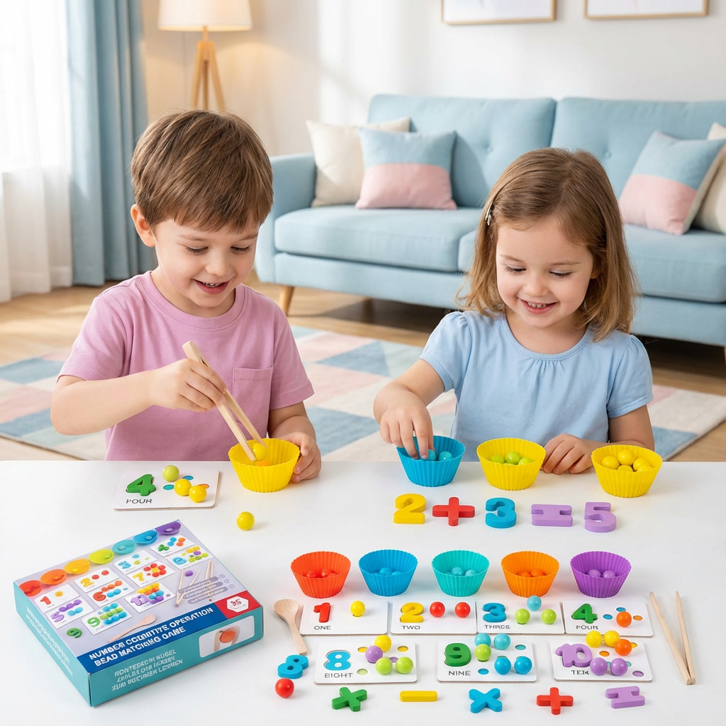 Montessori Kugel Zahlen und Farben Sortierset zum Rechnen Lernen