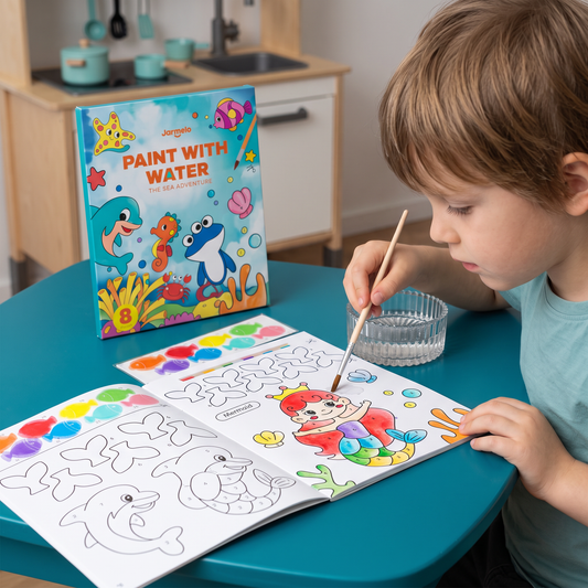 Aquarell-Malbuch mit Pinsel – Sauberer Malspaß nur mit Wasser
