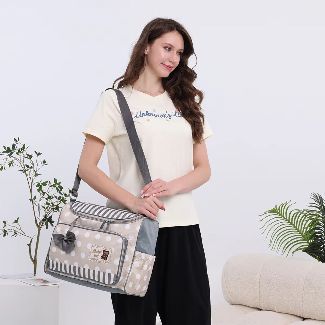 Baby Wickeltasche Blau mit Wickelunterlage und Flaschenhalter