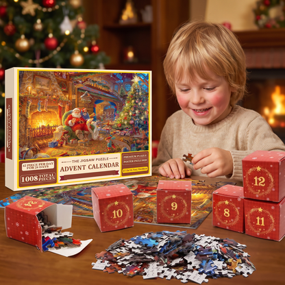 Weihnachts-Puzzle-Adventskalender – 24-Tage-Countdown-Set mit 1008 Teilen