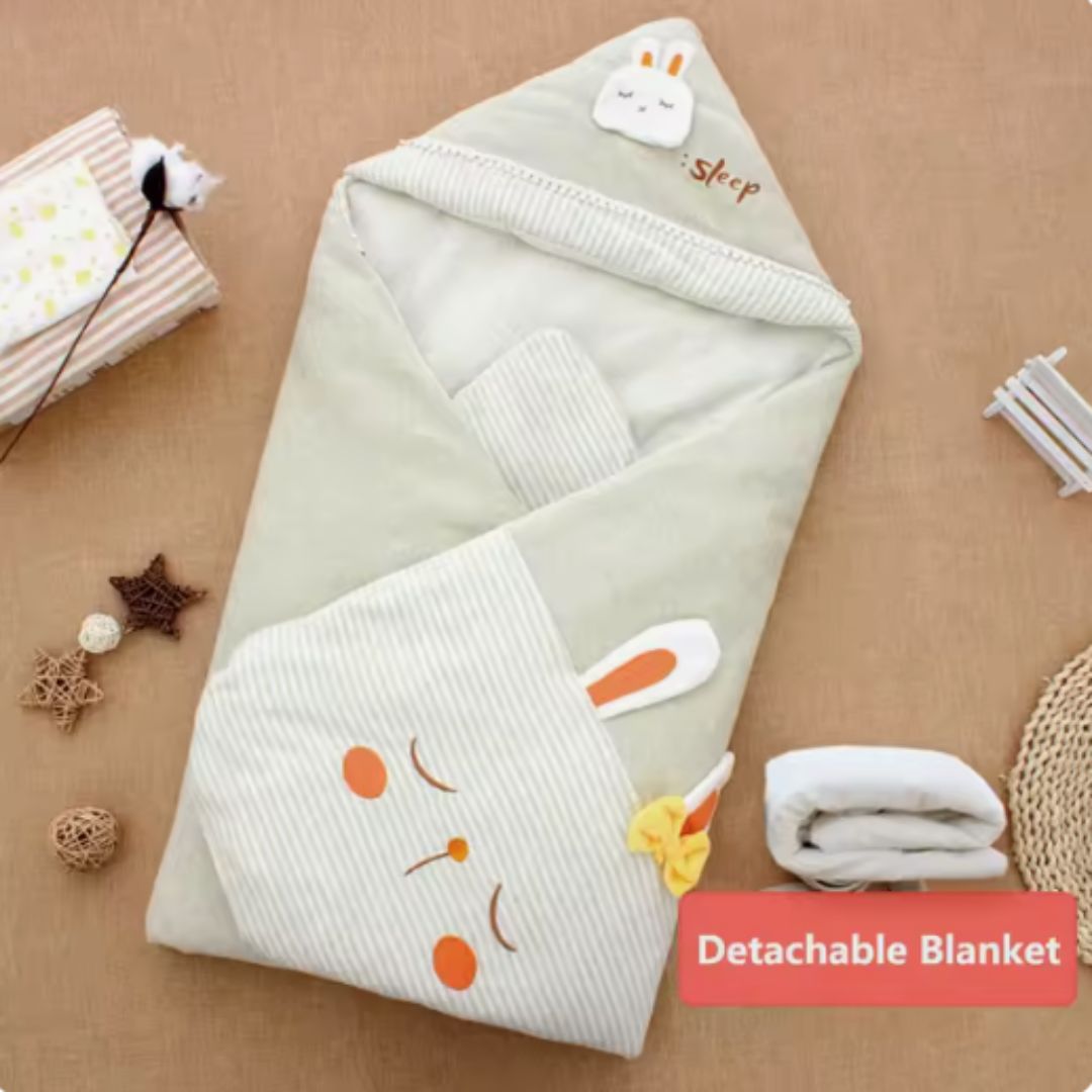 Baby Einschlagdecke mit Kapuze – Weicher Neugeborenen Schlafsack
