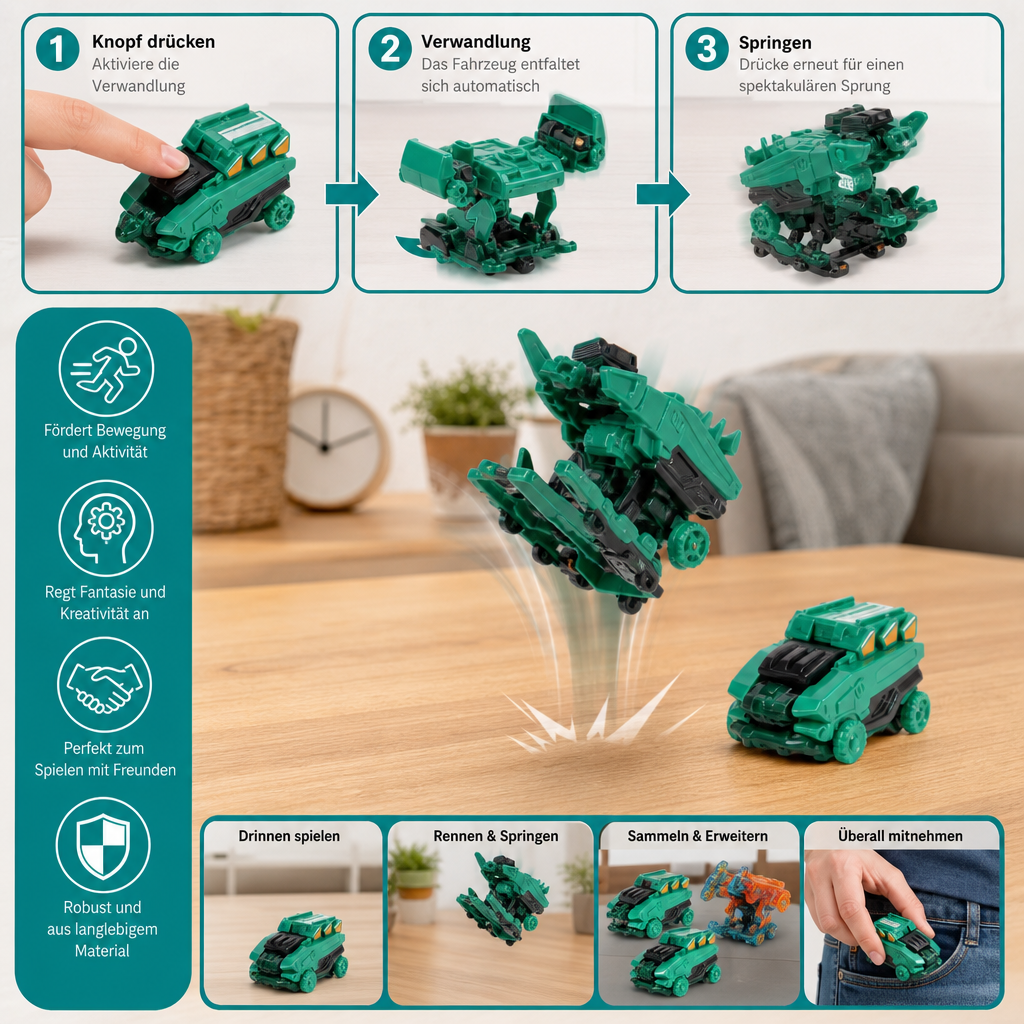 Springendes Verwandlungs-Rennauto-Spielzeug