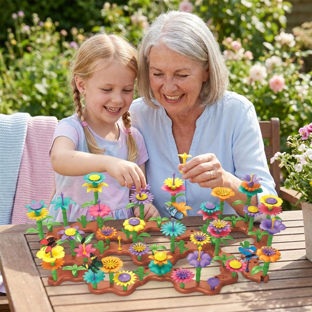 Blumen-Garten Steckspiel für Kinder – Kreatives Pflanz & Lernspielzeug für kleine Gärtnerinnen und Gärtner