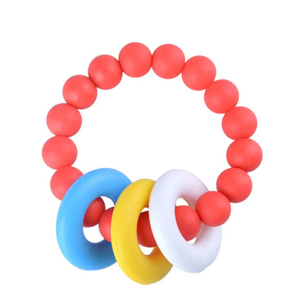 Baby Beißring Silikon mit Bunten Ringen – Greifling & Zahnungshilfe für Babys