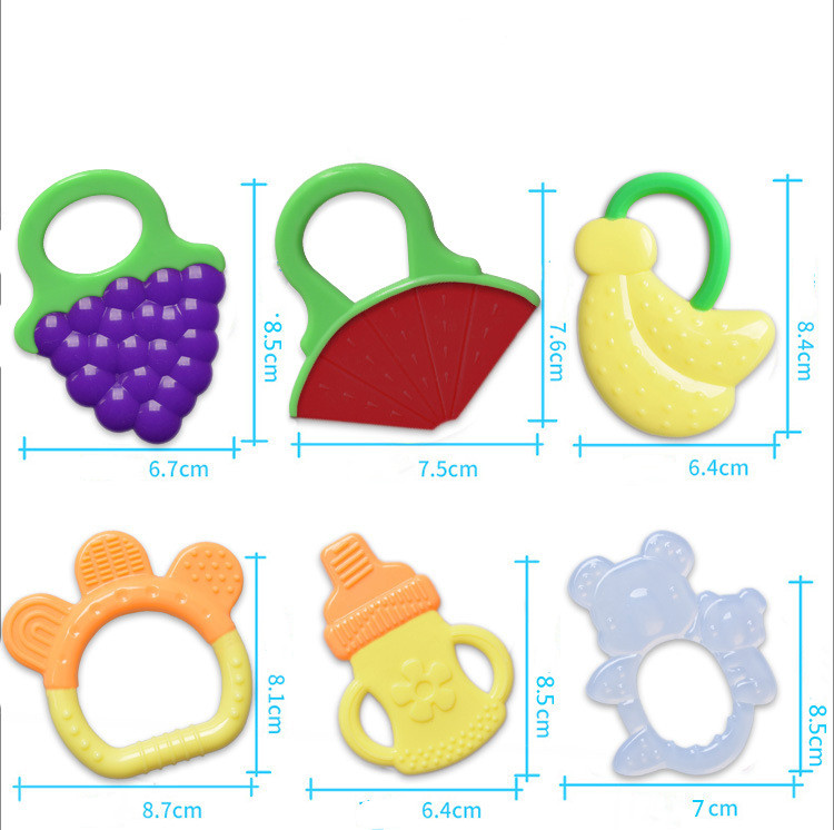 Baby Beißring Set – Bunte Silikon Beißringe in Frucht- und Tierdesign