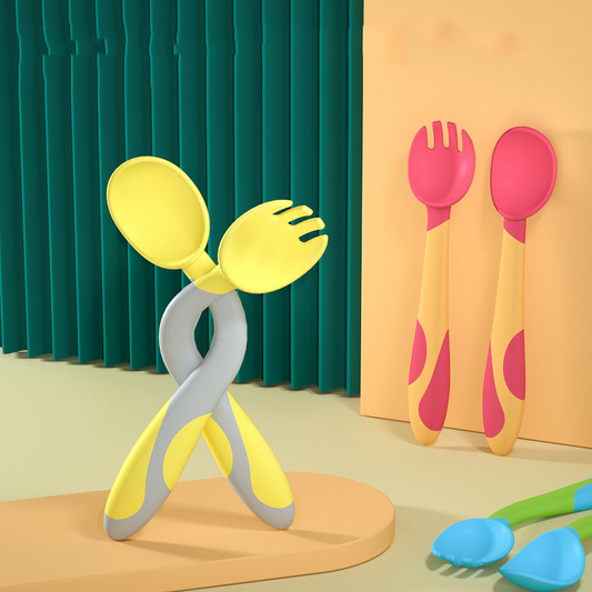 Kinder Löffel und Gabel Set – Rutschfestes Baby Besteck mit ergonomischem Griff