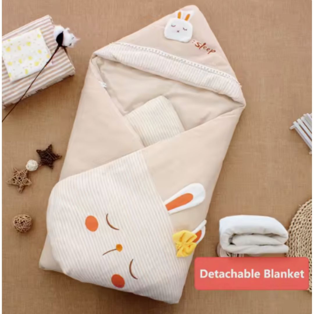 Baby Einschlagdecke mit Kapuze – Weicher Neugeborenen Schlafsack