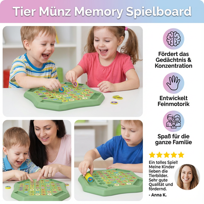 Memory Tiermünzen Familien Spielbrett
