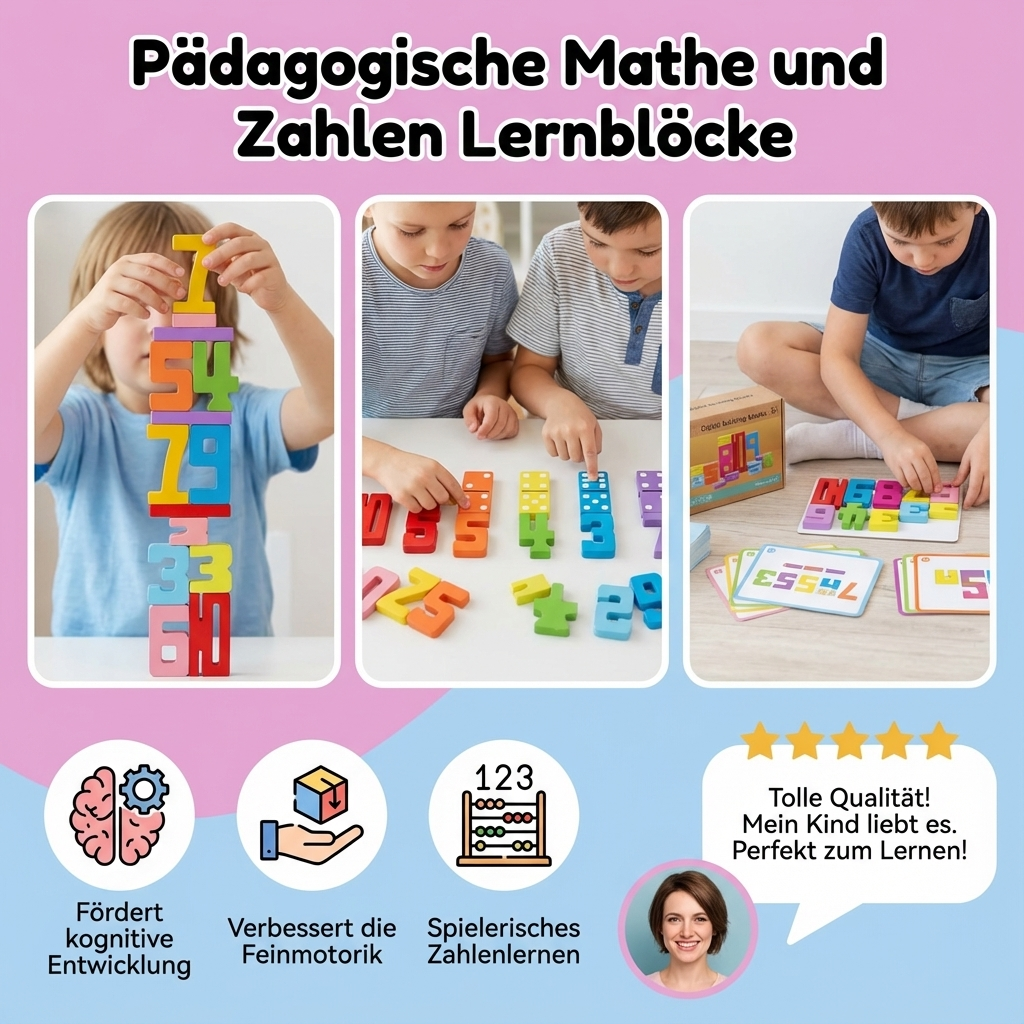 Pädagogische Mathe und Zahlen Lernblöcke