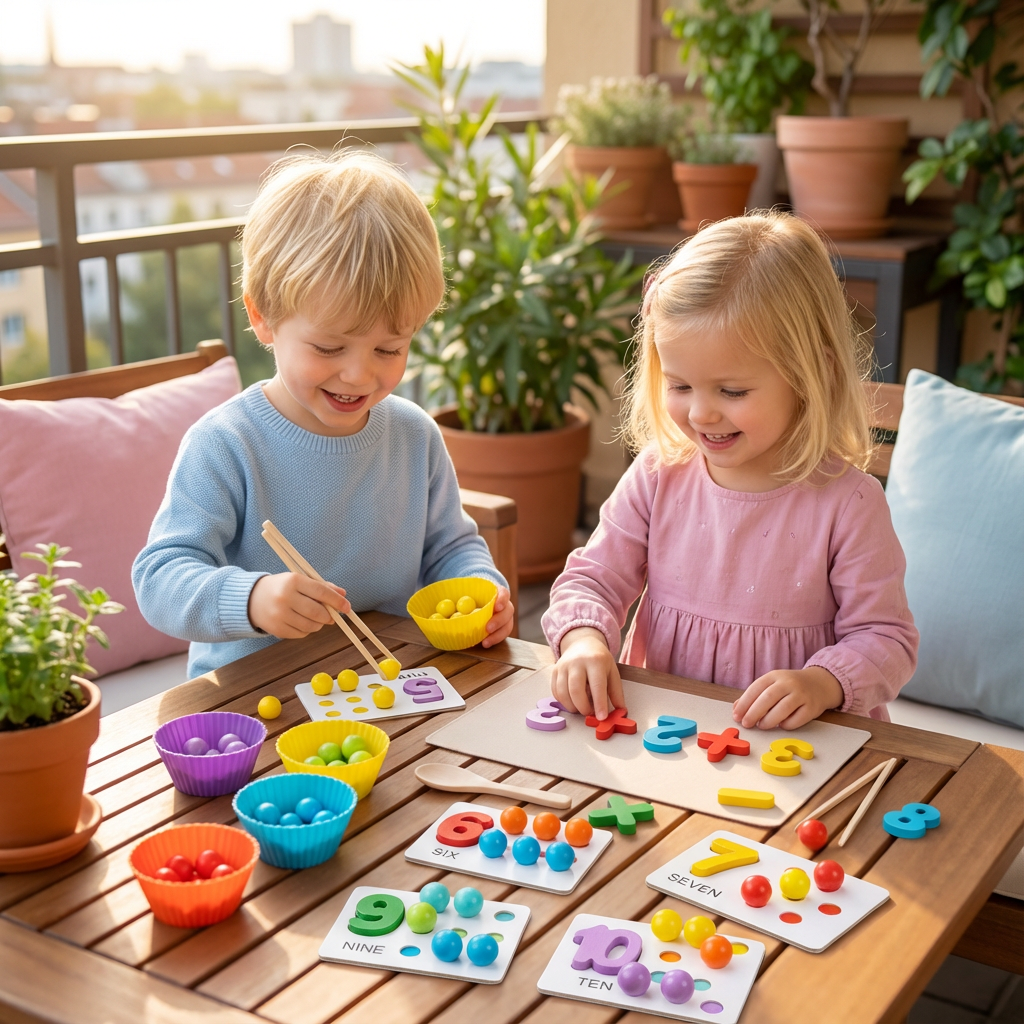 Montessori Kugel Zahlen und Farben Sortierset zum Rechnen Lernen